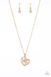 Mom Moments - Gold - White Mom Heart Short Necklace