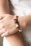 More Amour - White - Copper Pearly Beads Mismatched Heart Charms Clasp Bracelet