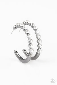 My Kind of Shine - Black/Gunmetal White Rhinestones Hoop Earrings