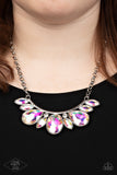 Never Slay Never - Multi Oversized Iridescent and White Rhinestones Short Necklace - LOP 2021