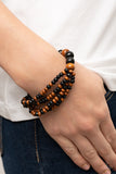 Oceania Oasis - Orange/Brown and Black/Brown Wooden Stretchy Bracelet