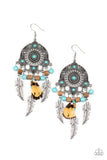 Desert Plains - Blue Feather Fish Hook Earrings. Life Of Party Piece