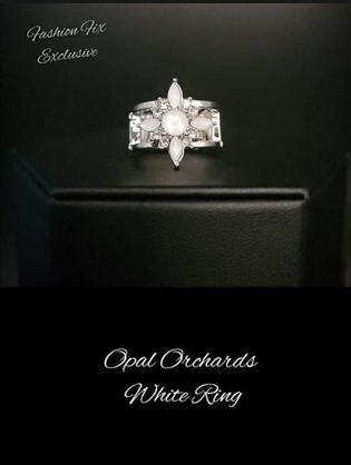 Opal Orchards - White Opal Stretchy Wide Band Ring - Fashion Fix Exclusive -  Paparazzi Accessories