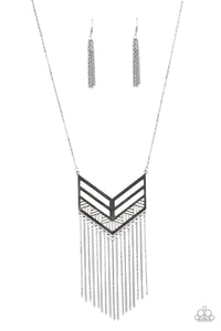 Alpha Attitude - Gold - Black/Gunmetal V-Shaped Chevron Long Necklace