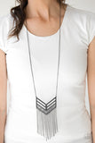 Alpha Attitude - Gold - Black/Gunmetal V-Shaped Chevron Long Necklace