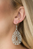 Wisteria Histeria - Black/Gunmetal - Silver Filigree Teardrop Fishhook Earrings