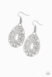 Wisteria Histeria - Black/Gunmetal - Silver Filigree Teardrop Fishhook Earrings