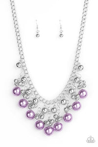 Pearl Appraisal - Purple Oversized Pearls Silver Beads Short Necklace