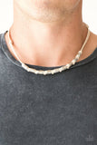 Pirate First Class - White - Brown Cording Silver Beads Urban Short Necklace