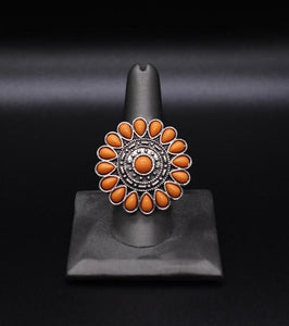 Posy Paradise - Orange Wide Band Ring