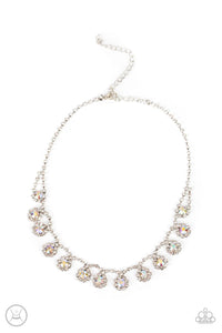 Princess Prominence - Multi Iridescent and White Rhinestones Choker Necklace