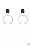 Prismatic Perfection - White - Black Rhinestone Links Silver Rings Post Earrings