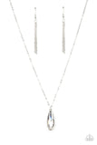 Prismatically Polished - Black - White Teardrop Gem Short Necklace