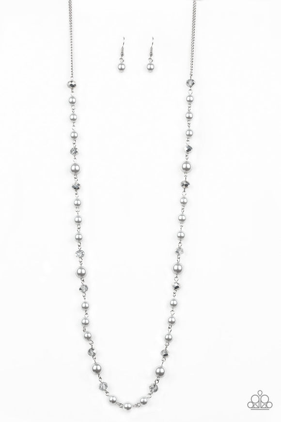 Pristine Prestige - Silver - Brown Pearly Beads Long Necklace