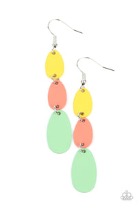 Rainbow Drops - Multi - Orange Oval Frames Fishhook Earrings