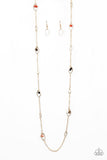 Rocky Razzle - Multi Rock Beads Golden Hoops Long Necklace