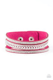 Rollin' In Rhinestones - Pink Snap Wrap Bracelet