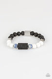 Run Out The BLOCK - White - Blue Lava Rock Stretchy Bracelet