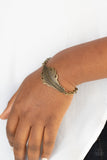 Rustic Roost - Brass - Silver Feather Centerpiece Clasp Bracelet