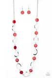 SHELL Your Soul - Red Shell-Like Discs Long Necklace