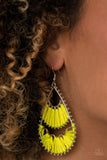 Samba Scene - Yellow Thread Loom-Like Fish Hook Earrings