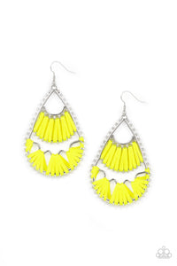 Samba Scene - Yellow Thread Loom-Like Fish Hook Earrings