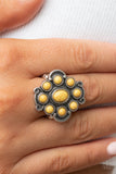 Santa Fe Fantasy - Yellow Mustard Stones Stretchy Wide Band Ring