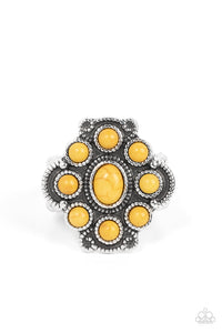 Santa Fe Fantasy - Yellow Mustard Stones Stretchy Wide Band Ring