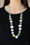 Seashore Spa - Blue/White, Purple/White, Green/White Shell-Like Discs Long Necklace