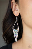 Sharp-Dressed Drama - Multi Iridescent Triangle Fishhook Earrings