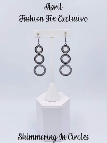 Shimmering In Circles - Black/Gunmetal Fishhook Earrings - Fashion Fix Exclusive - April 2022