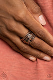 Slanted Shimmer - Copper Bars Rope-Like Texture Wide Band Ring - Fashion Fix Ring Nov. 2020