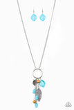 Sky High Style - Blue Feather Long necklace