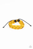 SoCal Summer - Yellow Leather Braided Urban Pull Tie Bracelet