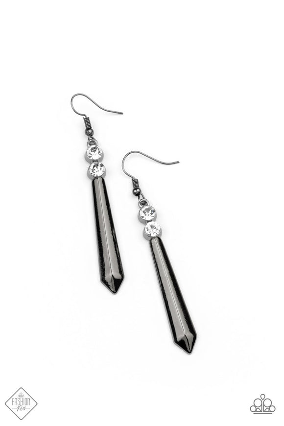 Sparkle Stream - Black Gunmetal Fish Hook Earrings. Fashion Fix Earrings May 2021