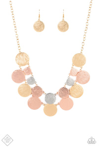 Stop and Reflect - Multi (Gold, Copper, Silver) - Copper Flat Discs Short Necklace - Fashion Fix Necklace May 2020