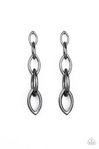 Street Spunk - Black/Gunmetal Chain Post Earrings