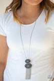 Sun Goddess - Silver Oval Frames with Sunburst Patterns with Tassels Long Necklace