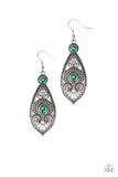 Sweetly Siren - Green Dainty Beads Silver Heart Filigree Shape Fishhook Earrings