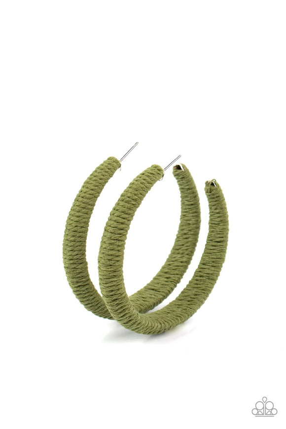 TWINE And Dine - Green Twine Hoop Earrings