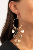 Take A CHIME Out - Gold Discs fishhook Earrings