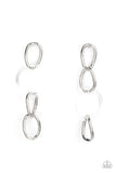 Talk in Circles - Bright Copper - Silver - Gold Oversized Links with White/Clear Acrylic Ring Post Earrings