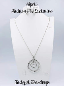 Tasteful Teardrops - White Long Necklace - Fashion Fix Exclusive - April 2022