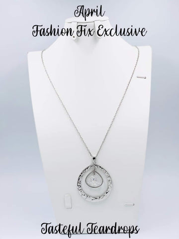 Tasteful Teardrops - White Long Necklace - Fashion Fix Exclusive - April 2022