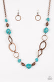 Thats TERRA-ific! - Copper/Turquoise - Green/Silver Stones Long Necklace