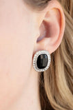 The Modern Monroe - Black Gem White Rhinestones Post Earrings