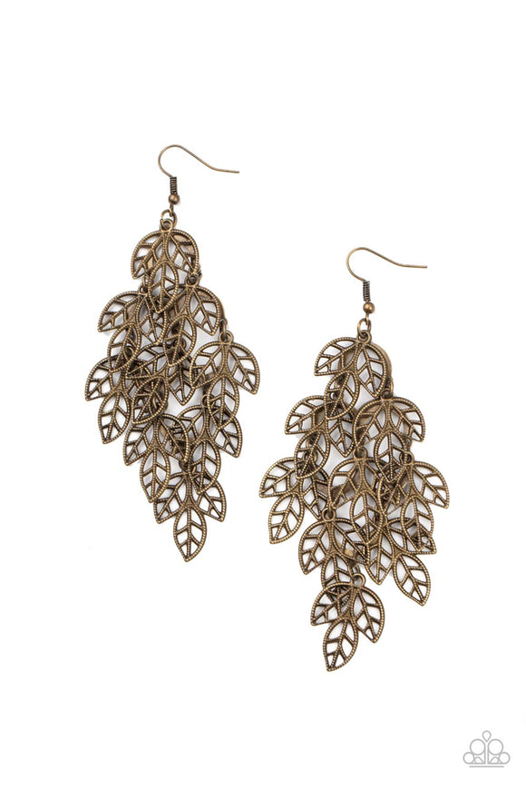 The Shakedown - Brass Leaf Fish Hook Earrings