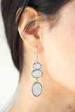 Tiers of Tranquility - Icy White Oval Gems Trickle Down Fishhook Earrings