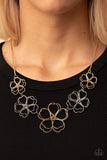 Time to Grow - Gold/Silver Wires Twisted into Blossoms Short Necklace