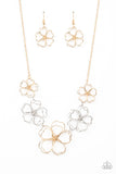 Time to Grow - Gold/Silver Wires Twisted into Blossoms Short Necklace